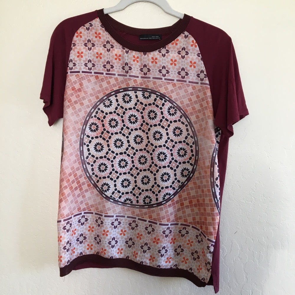 FINAL PRICE ZARA W & B • printed blouse size M